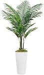 Arbre de Palmier Artificiel avec Grand Pot Blanc 5ft de Haut - Plantes Fausse Intérieure 12 Branches Réalistes - Plantes de Sol Tropicales Fakes Pots Areca Palm pour Décor Maison Bureau (Pot Blanc-2 Pack, 5ft) (1)