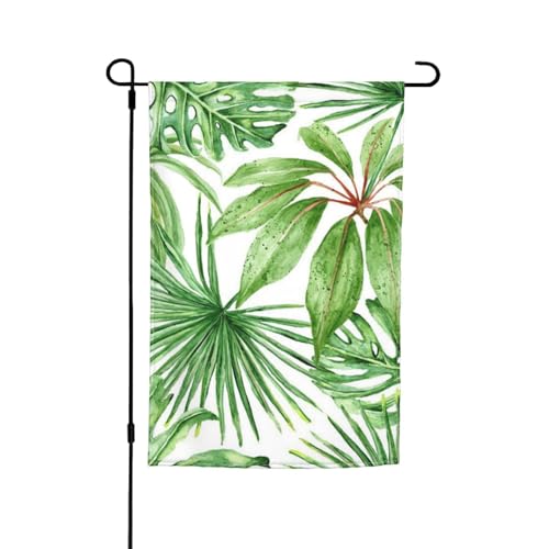 Jbyjbx Drapeau de jardin avec feuilles de bananier tropicales - Superbe drapeau de jardin - Décoration de cour - Résistant à la décoloration