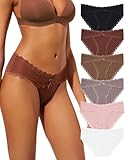 LEVAO Damen-Unterwäsche, Baumwolle, freche Bikini-Höschen für Damen, Spitze, Stretch, Hipster, Damen-Slip, Multipack, S-XXL, Schwarz / Karamell / Braun / Mokka / Weiß / Rosa, XXL