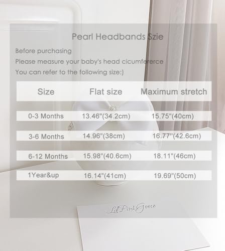 0-12 Newborn Baby Baptism Pearl Headband with Bow in WHITE Christening Headband with Satin Bow, Pearl Rhinestone Band(White,6-12Months)3