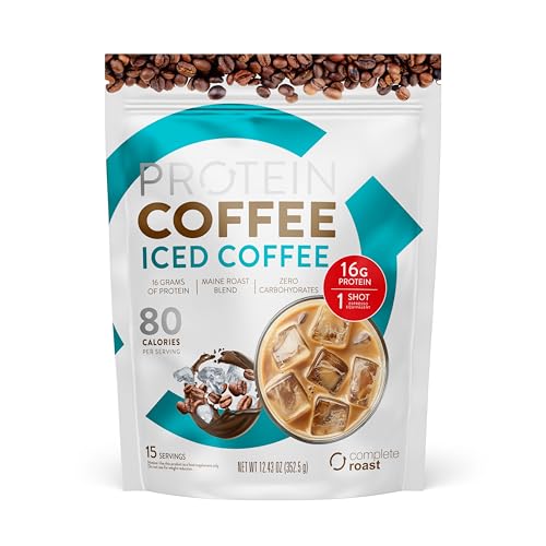 Complete Nutrition High Protein Complete Roast Iced Coffee, 16 g of Quality Protein, 0 g Carbs, Zero Sugar, 1 Shots of Espresso, Keto Friendly, All Natural, 15 Servings, 12.7 Oz