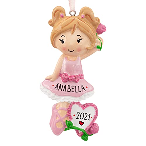 Uniqxmas Personalized Ballet Girl Christmas Ornament 2023 - Free Customization | Ballerina Figurine In Pink Costume With Heart & Rose For Xmas Tree | Unique Keepsake - Custom Name & Year #TOP12