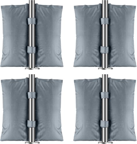 Vencier Confezione da 4 sacchi pesi per ancoraggio sicuro all'esterno, versatili sacchi di sabbia a doppia tasca con velcro per tettoie, gazebo e mobili da giardino (grigio)