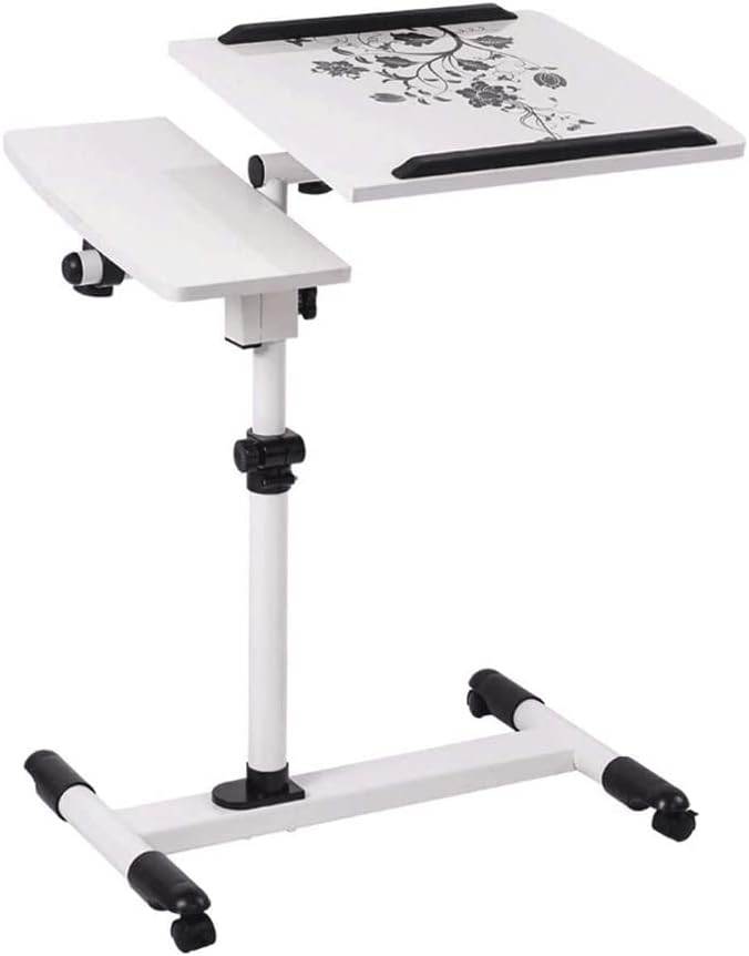 Overbed Table Adjustable Overbed Table Portable Computer Desk Bed Couch Sofa Side Table with Wheels Portable Laptop Desk for Home Medical Use Lightweight