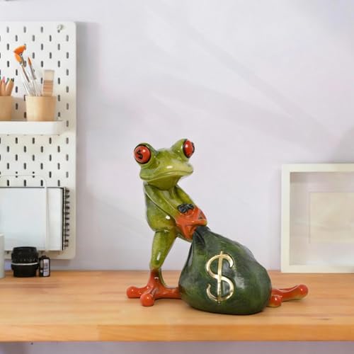 Figura decorativa rana de resina Feng Shui para escritorio miniatura 6