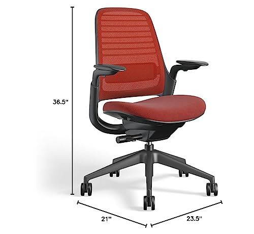 Image of Steelcase Series 1 Ergonomic Office Chair, Carpet Floors, Scarlet
