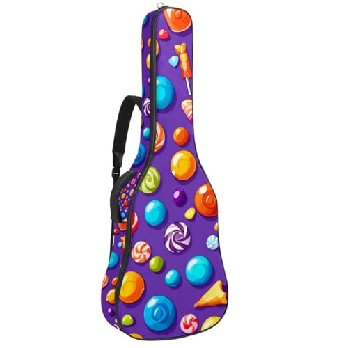 Housse guitare acoustique étanche 42.9x16.9" motif bonbons violets