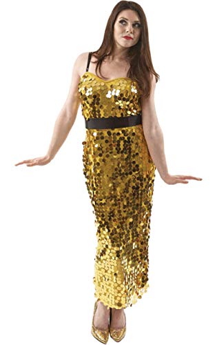 Disfraz dorado con lentejuelas para mujer y niñas miniatura 1