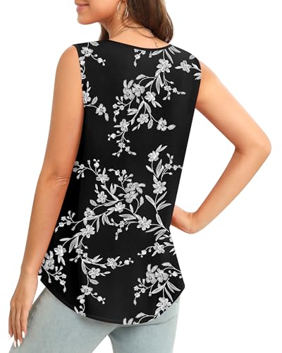 Image of Women's Sleeveless Chiffon Tank Top Business Casual Blouse Tunic Top