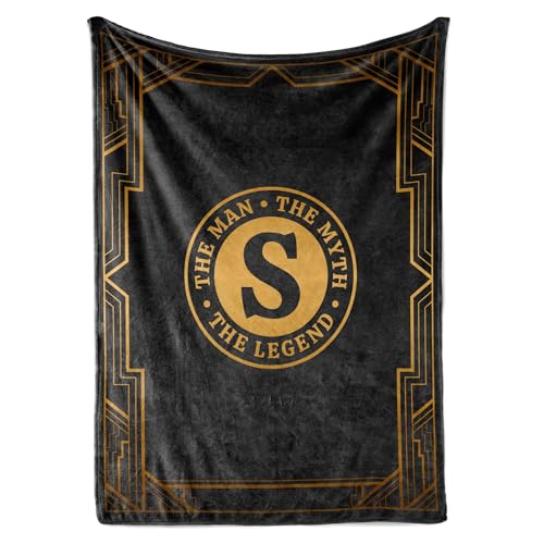 Gifts for Men, Initial Mens Blanket, Birthday Gift for Him, 60"x 80", S
