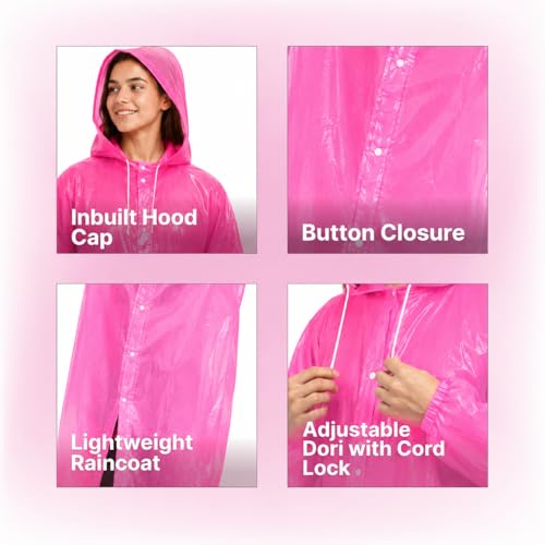 Image of EVA Poncho Raincoat for Men and Women, Lightweight Waterproof with Hood, Adjustable Drawstring, Snap Button Closure, Reusable