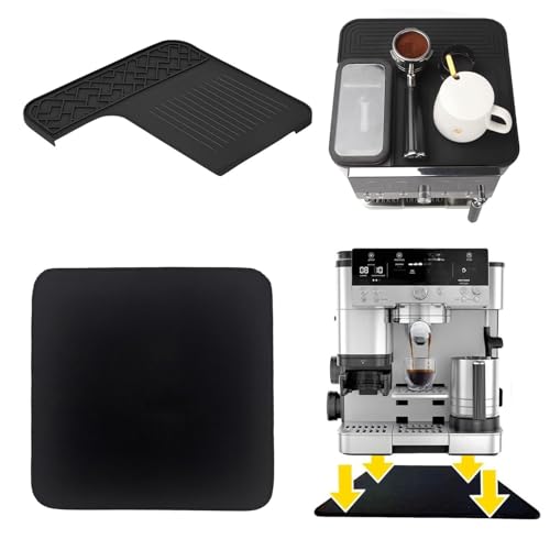 Skyearman Coffee Machine Mat & Sliding Pad Set - 2-in-1 Anti-Slip Silicone Top Pad for Ninja Luxe Premier ES601UK - Black