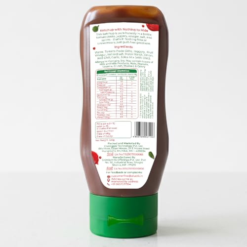Image of Pluckk Tomato Ketchup - 350g | Tomato Sauce | Sweet & Tangy Sauce Made with Fresh & Natural Ingredients | Made with Jaggery | No Added Sugar & Preservatives, No Sodium Benzoate & No Xanthan Gum