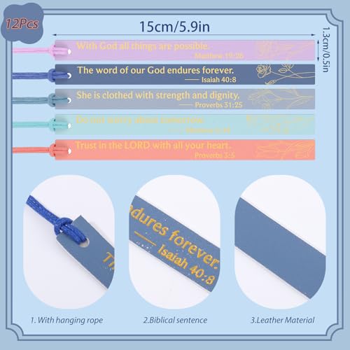 12Pcs Bible Bookmark, Christian Bookmarks for Women,Pastel Colors — view 2