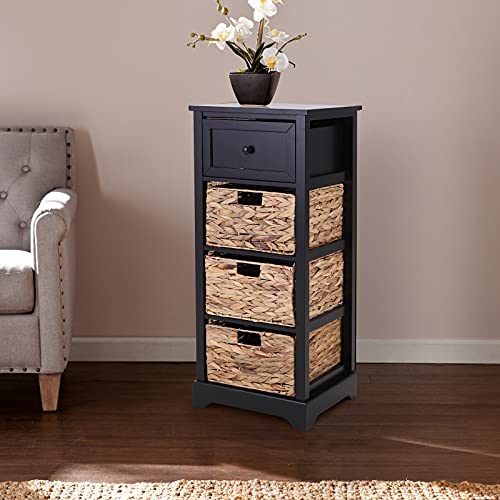 MAISON ARTSBlack Storage Cabinet with 1 Drawer & 3 Removable Baskets Entryway Accent Cabinet Home Rustic Storage Chest for Entryway, Living Room, Bedroom, Kitchen, Dining Room