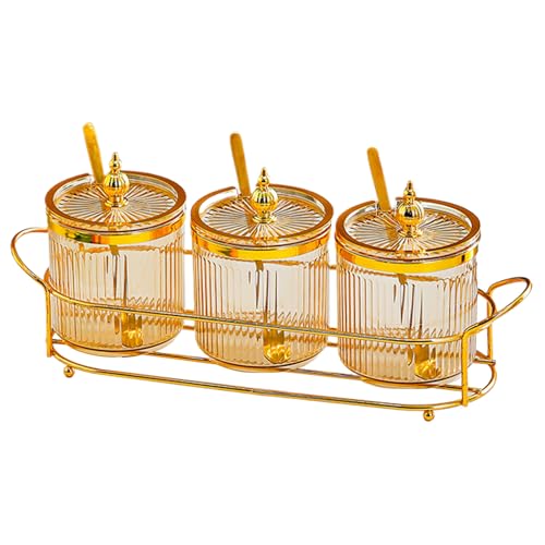 CGACCSD Caja de especias, estante para especias, botes de almacenamiento compacto con tapas y cucharas para cardamomo, canela, pimienta, sal, azúcar, cocina, restaurante