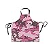 Tabliers De Cuisine Camouflage Rose Camouflage Tablier Personnalisé avec Poches Tablier À Bretelles Réglable Tablier pour Restaurant, Barbecue 70X84Cm