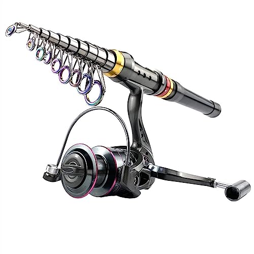 Canne à pêche en fibre de carbone ultra légère et moulinet spinning 5.2:1