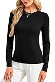 Womens Fall Sweaters Lightweight Cashmere Long Sleeve Layering Tops Business Casual Outfits Black L