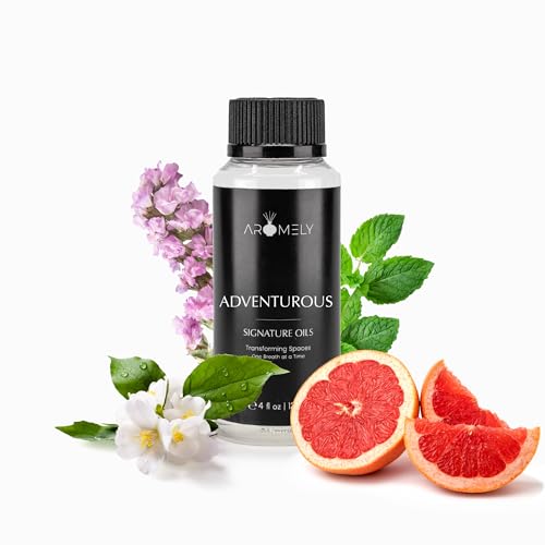 Adventurous by Aromely Essential Oil Blend - Signature Diffuser Aroma Scent - Luxurious Fragrance with Notes of Lemon, Grapefruit, Pink Pepper, Bergamot, and Amberwood (120ml)