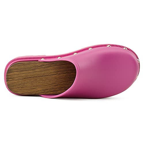 Rf Room Of Fashion Women's Jelly Closed Toe Clog Heel Sandals Pink Size.7 #TOP2