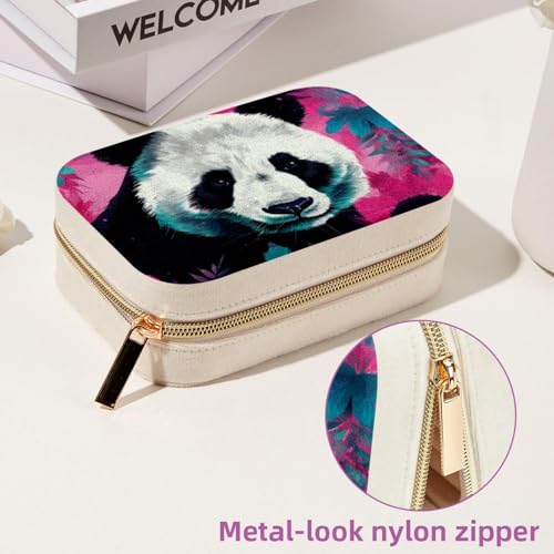 Boîte à bijoux de voyage en velours panda avec compartiments - 7