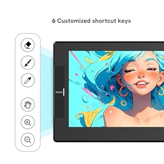 VEIKK VK1200 Drawing Tablet with Screen, 11.6 Inch Full-Laminated Graphic Drawing Monitor, with Battery-Free Pen and Tilt Function, 6 Customized Keys(Must be Connected to a Computer to Work)