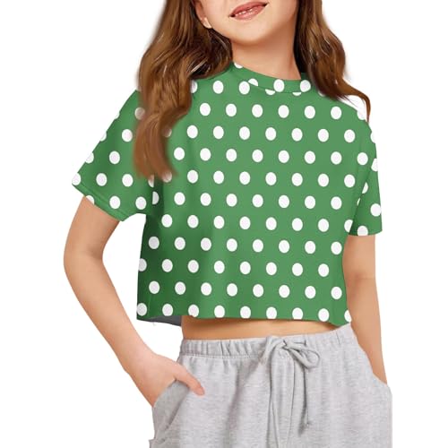 Summer Shirts for Girls Cropped Short Sleeve Cute Solid Cute Tops for Teen Girls Fashion 2025 Crewneck Tops 2-14 Years
