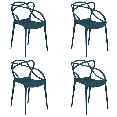 Totò Piccinni Sedia INFINITY in Polipropilene Moderna Design Impilabile (4, Petrolio)