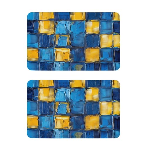 Grille décorative bleue et jaune pour lave-vaisselle, couvercle de réfrigérateur, panneau magnétique, décoration de vacances, 10,2 x 6,3 cm