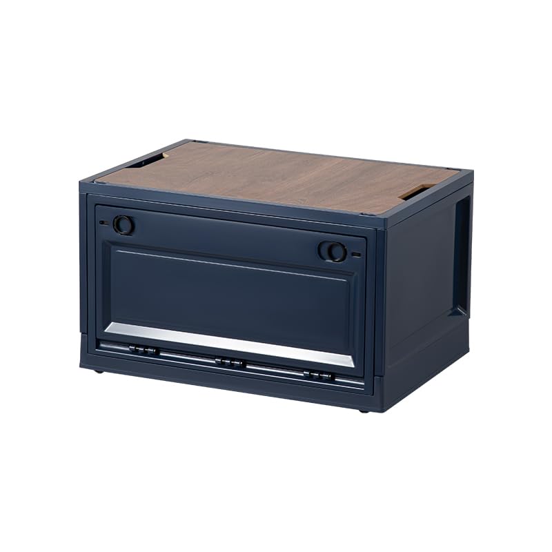 Boîte de rangement camping pliante avec couvercle en bois blanc et gris 50.5x36x30cm