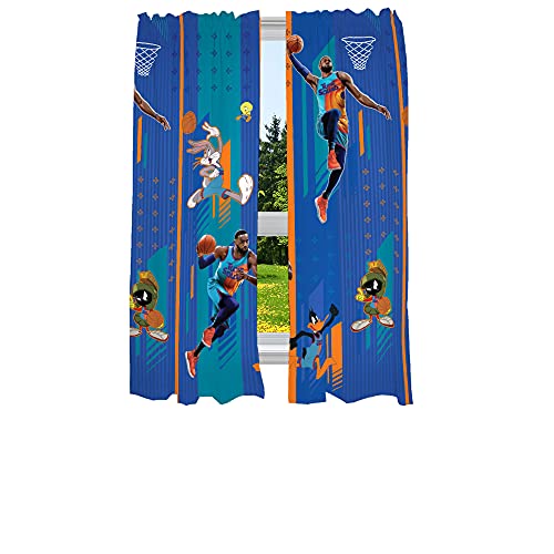Image of Franco Kids Room Window Curtain Panels Drapes Set, 82 in x 63 in, Space Jam 2 A New Legacy