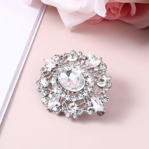Image of Gold Crystal Brooch, Champagne Gold Small Brooches Pin for Women, Vintage Diamante Elegant Brooches for Clothes, Sweater, Coat, Scarves, Dress, Wedding, Bridal