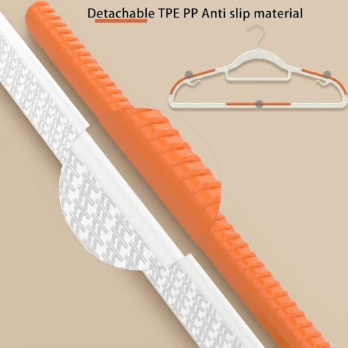 Image of Anti Slip Clothes Hangers - Space Saving Dry & Wet Hangers with Non-Slip Pads - Heavy Duty Coat, Suit, Underwear, Pants, Shirts (Orange, Pack of 10)