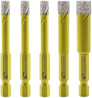 Dry Diamond Drill Bits Set - 4pcs 6/8/10/12mm SANLEETEK Hole Saw and 1pc 6mm Carbide Drill with Quick Change Hex Shank for Marble Granite Ceramic Porcelain Tile
