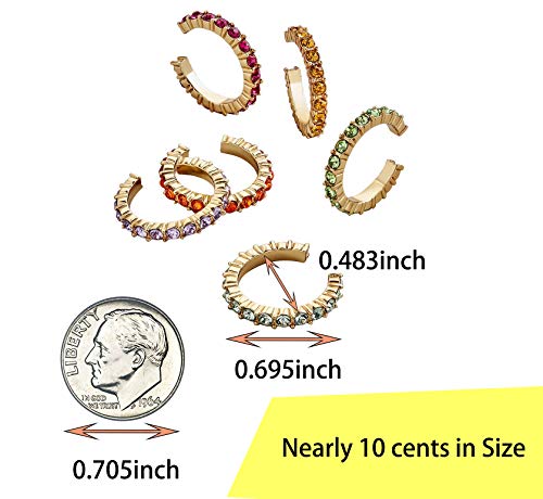 Ear Cuff Colorful Clip on Hoop Earrings for Women 6pcs set2