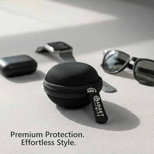 Image of GadgetBite Earphone Carrying Case, Multi-Purpose Travel Organizer for Earphones, Headsets, Pen Drives, SD Cards, Shock-Proof Ballistic Nylon, Soft Fabric, Mesh Pocket for Accessories - Black