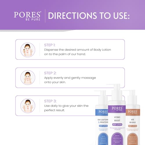 Image of PORES Be Pure Body Lotion | Hydro Boost Gel Base Lotion With Hyaluronic Acid & Shea Butter Body Lotion For Women & Men | Deep Moisture Care for Very Dry Skin| Hydrated, Nourished & Glowing Skin | 250 mL