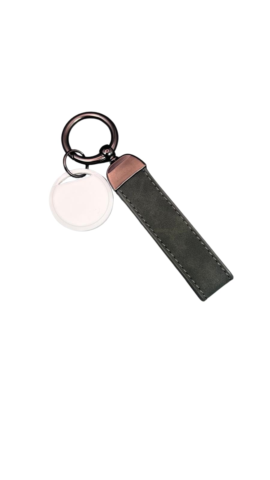GPS Tracking Device with Leather Keychain, Real-Time Location Tracking Tags Child Bag Car Tracker Global Positioning GPS Device with Keychain (White GPS + Khaki Green Keychain)