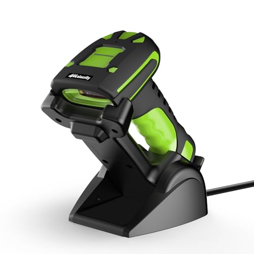 Alacrity Industrial Barcode Scanner, 1D/2D Symbologies, Wireless Charging, Long-Distance 433MHz Wireless & Bluetooth Connectivity, Shock and Dust-Proof Barcode Reader, Green