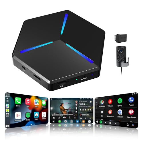 Carplay inalambrico, Adaptador CarPlay Android Auto inalambrico, IA Box Netflix Youtube, DriveChat AI, Diagnósticos y Alertas OBD2, Cámara DVR, Rutas y Geoperimetraje GPS, HDMI, OTA, 8GB+128GB