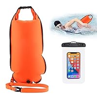 Schwimmboje, 20L Trockensack, Zwei Kammern, Aufblasbare Schwimmhilfe mit Wasserdichter Handytasche, für Erwachsene, Freiwasserschwimmen, Triathlon, Schnorcheln, Ausbildung, Zubehör, Swim Bubble