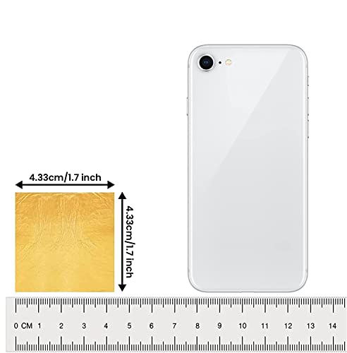 10 Edible Gold Leaf, 4.33 cm/1.7" x 4.33 cm/1.7", Gold Leaf Edible for Cakes Desserts, Chocolate, Art and Craft - Image 2