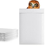 White Poly Bubble Mailers 12.5 x 18 Padded Envelopes 12 1/2 x 18 by Amiff. Pack of 10 Large Poly Cus