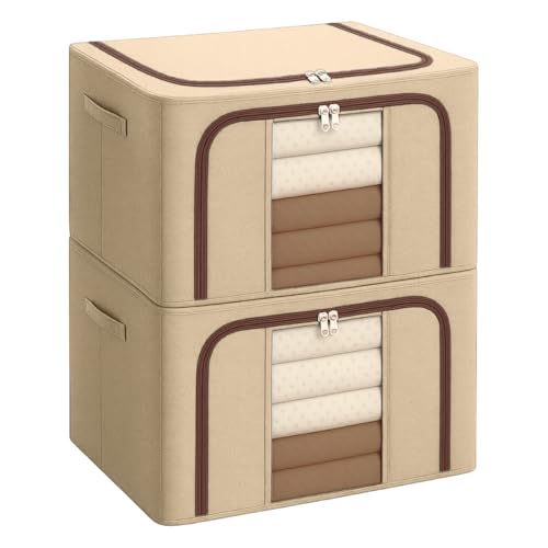 Kit 2 Caixas Organizadoras de Roupas 66L com Visor Transparente e...