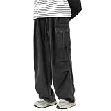 [maytopia] ジーンズ ジーパン デニムパンツ ワイドデニム カーゴパンツ メンズ レディース デニム 大きいサイズ ストレート ワイド ゆったり カジュアル おしゃれ 春 夏 CK261 (JP, アルファベット, L, ブラック)