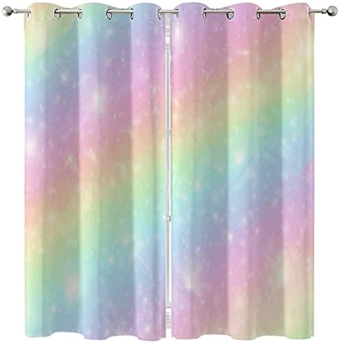 3D Rainbow Blackout Curtains for Bedroom, Eyelet Curtains Room Darkening Kids Adult Curtain Thermal Insulated Abstract Art Curtains for Living Room 2 Panels 29.5 x 65 Inch (W x L)