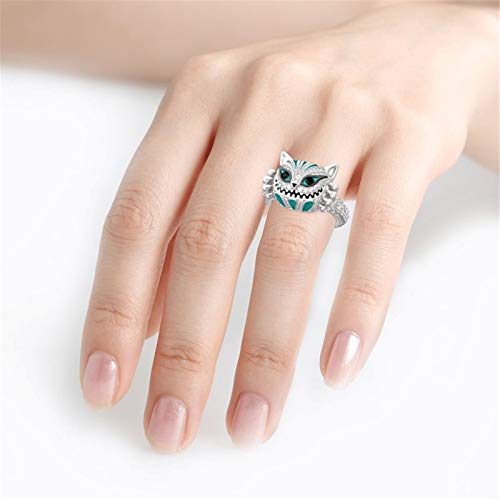 Jeulia 4.08 Carat Cheshire Cat Rings for Women Sterling Silver Enamel Rings Handmade White Diamond Animal Rings Bridal Set Wedding Engagement Anniversary Promise3