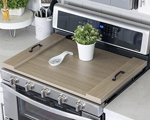 RELODECOR Noodle Board Stove Covers with Handles, Durable Extra Thick Laminate Wood Handmade Cookware, Counter Space Top Covers for Electric Stoves & Sink Farmhouse Rustic Decorative Tray for Kitchen