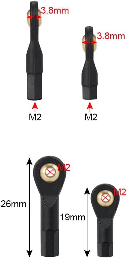 Plastic M2 CW 26mm Tie Rod End Ball Joint Link Ball Head Holder Upgrades for 1/10 Axial SCX10 90046 90047 TRX-4 D90 RC Crawler Car (M2 26mm)
